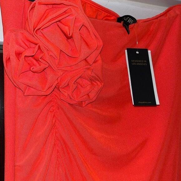 AFRM Kelce Maxi Length Skirt and Top with Rosette Detail in Coral Size M - Picture 2 of 5